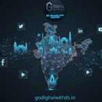Digital map of India connected with social media marketing service in India icons representing Facebook, Twitter, LinkedIn, Instagram, and YouTube — showcasing social media marketing network by GoDigitalWithDS.
